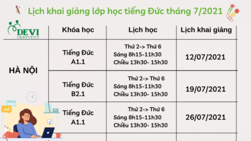 Lịch khai giảng các lớp học tiếng Đức tháng 7/2021 tại DEVI