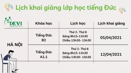 Lịch khai giảng lớp tiếng Đức tháng 4/2021 tại DEVI